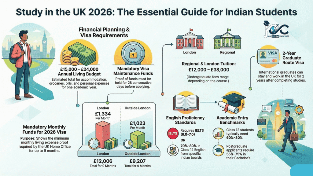 UK student visa requirements 2026 infographic