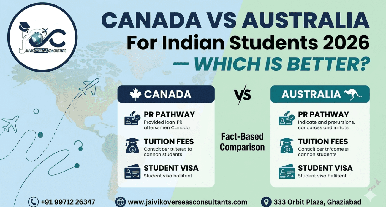 Canada vs Australia for Indian students 2026 comparison Jaivik Overseas