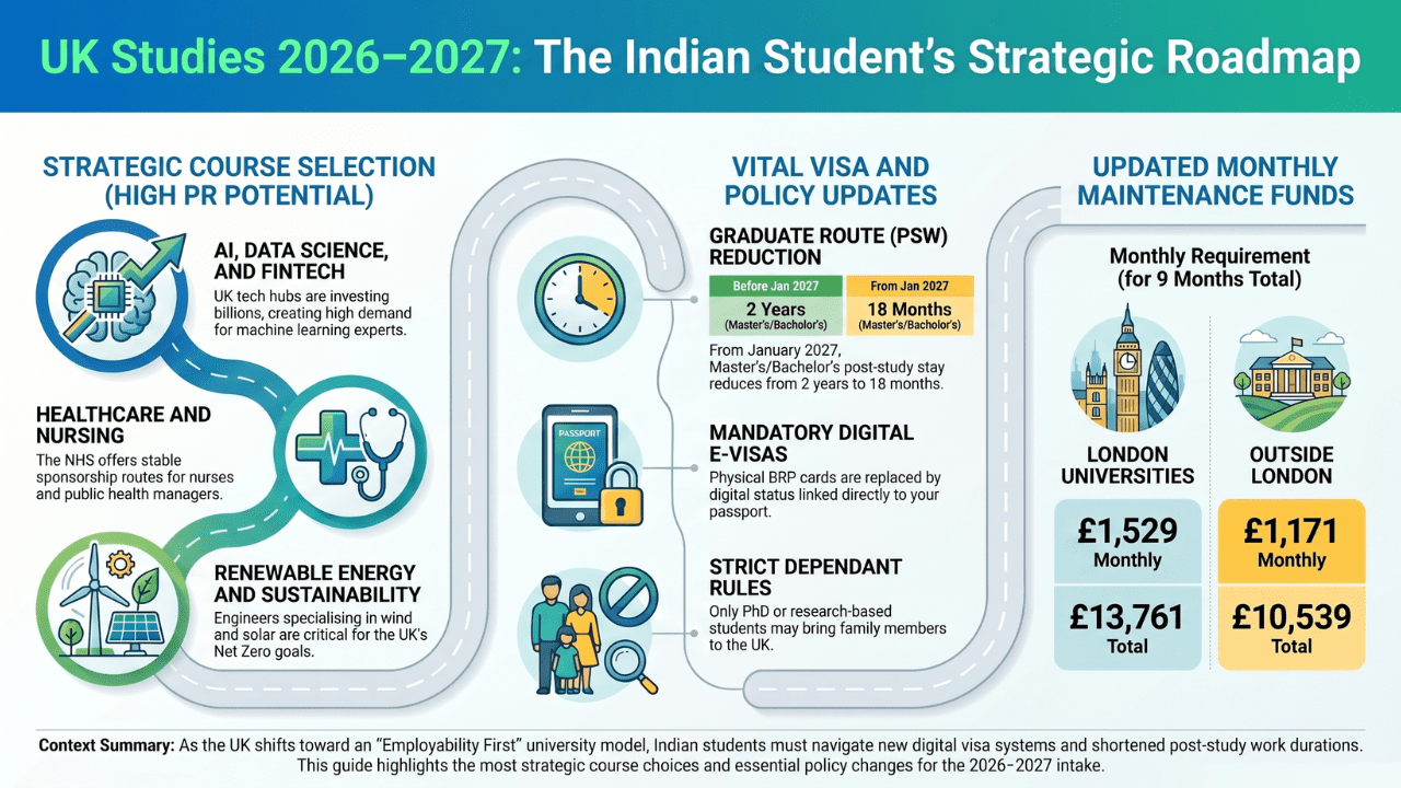 Best courses to study in UK for Indian students 2026